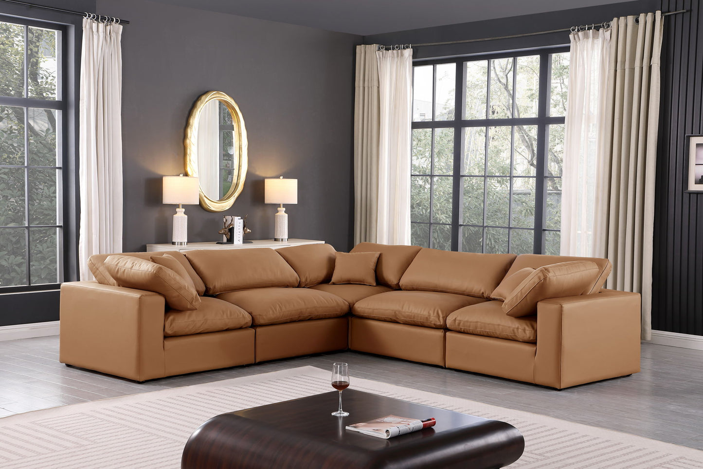 Comfy - 5 Piece Faux Leather Modular Corner Sectional