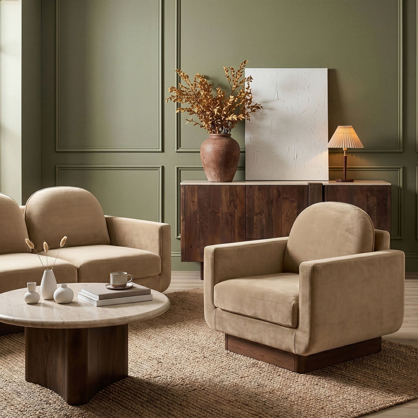 Diviento - Velvet Performance Fabric Upholstered Accent Chair