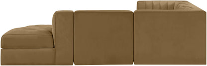 Rummi - Velvet Performance Fabric Upholstered 5 Piece Modular Sectional