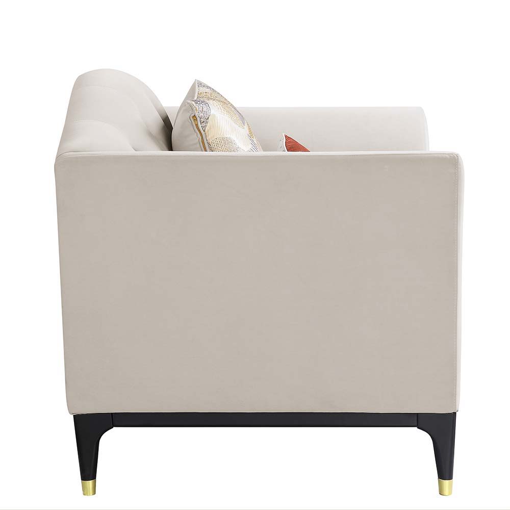 Tayden - Loveseat With 4 Pillows - Beige Velvet