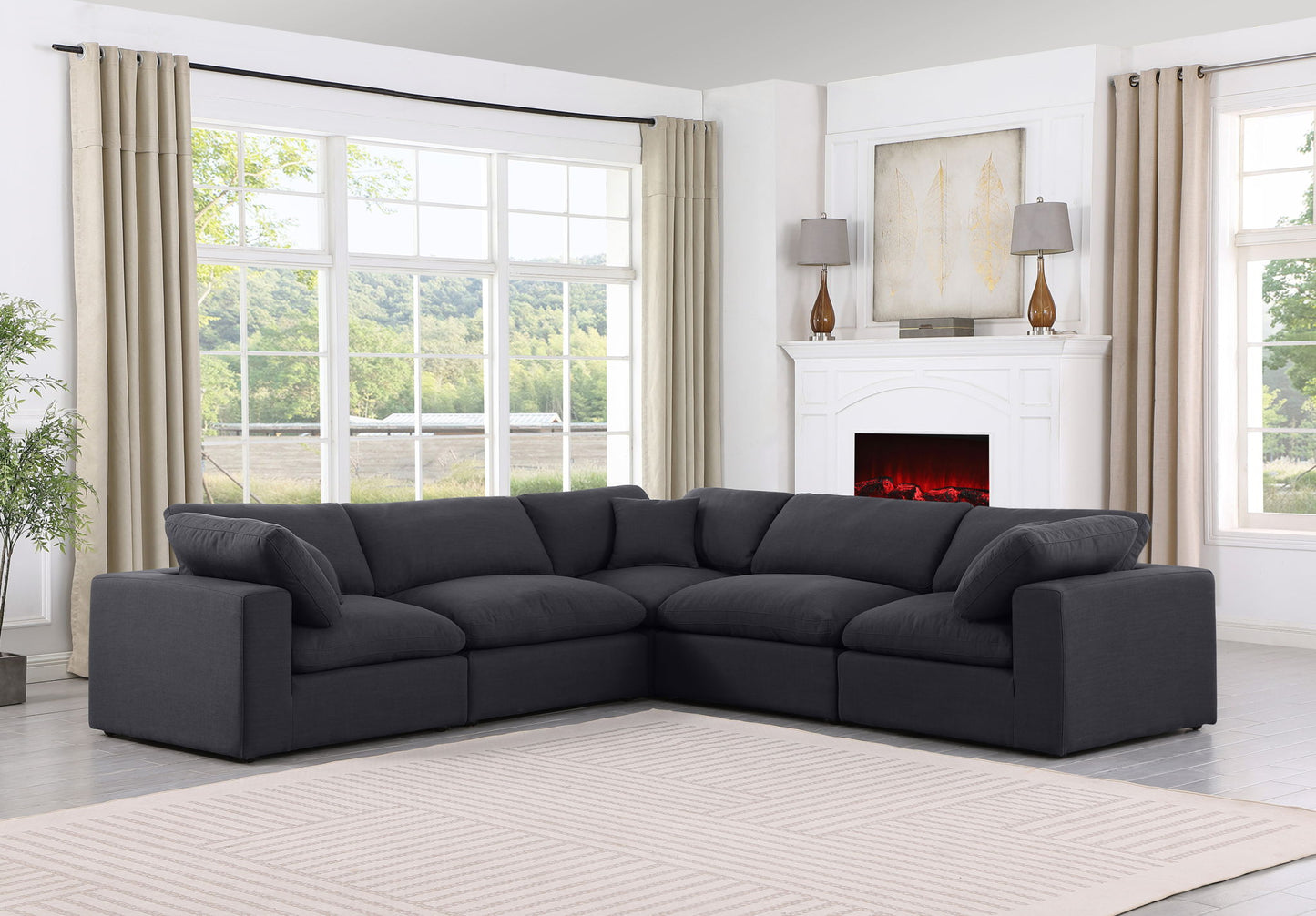 Comfy - 5 Piece Linen Modular Corner Sectional