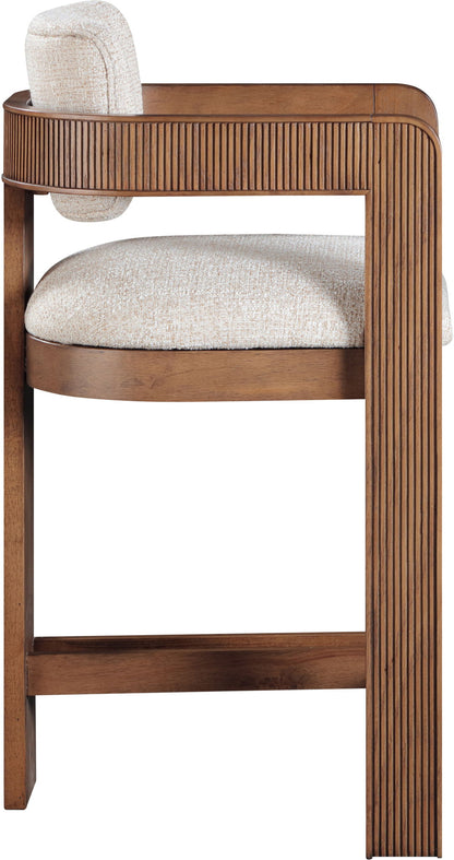 Sacha - Linen Stool With Brown Base