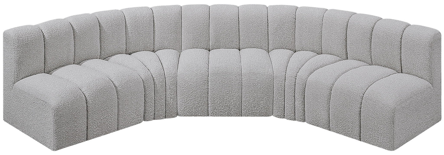 Arc - Boucle Fabric 5 Piece U-Shaped Modular Sofa