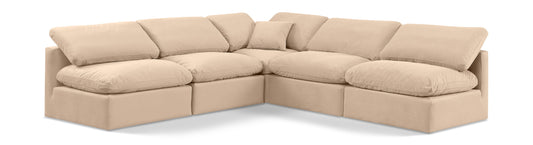 Indulge - Velvet 5 Piece Modular Corner Armless Sectional