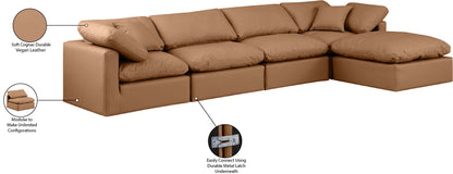 Indulge - Faux Leather 5 Piece Modular Sectional With Chaise