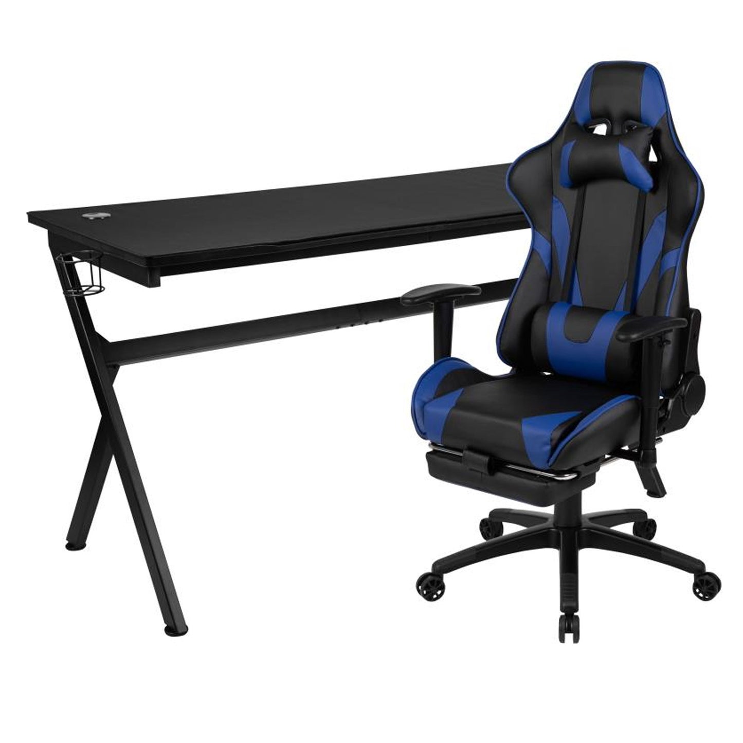 Flash Furniture - 2 Piece Gaming Desk & Chair Set - Black / Blue
