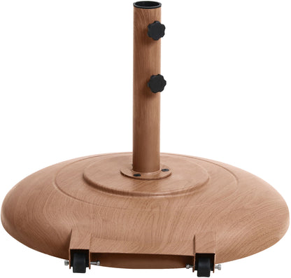 Fiji - Aluminum Patio Umbrella With Round Teak And White Base