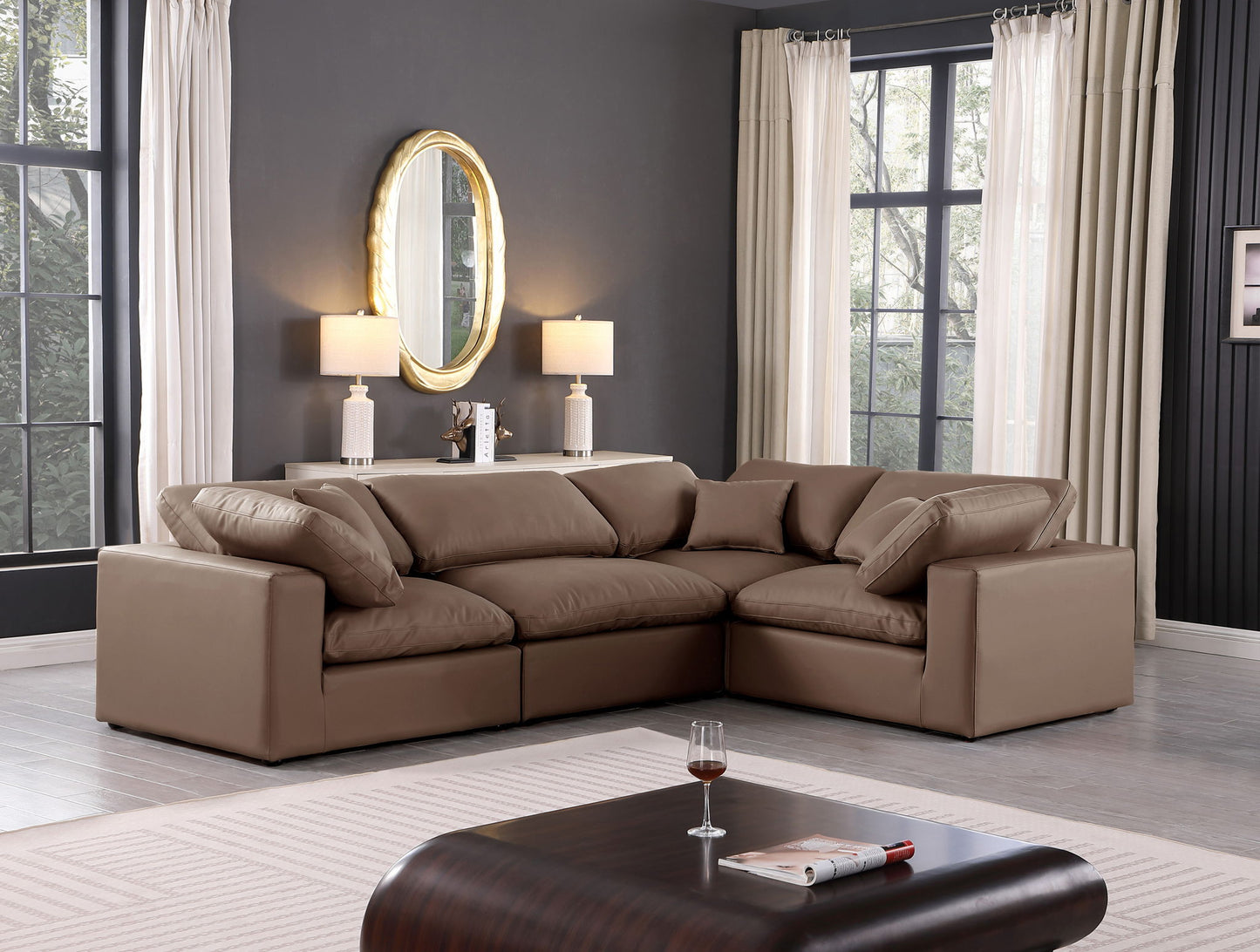 Comfy - 4 Piece Faux Leather Modular Sectional