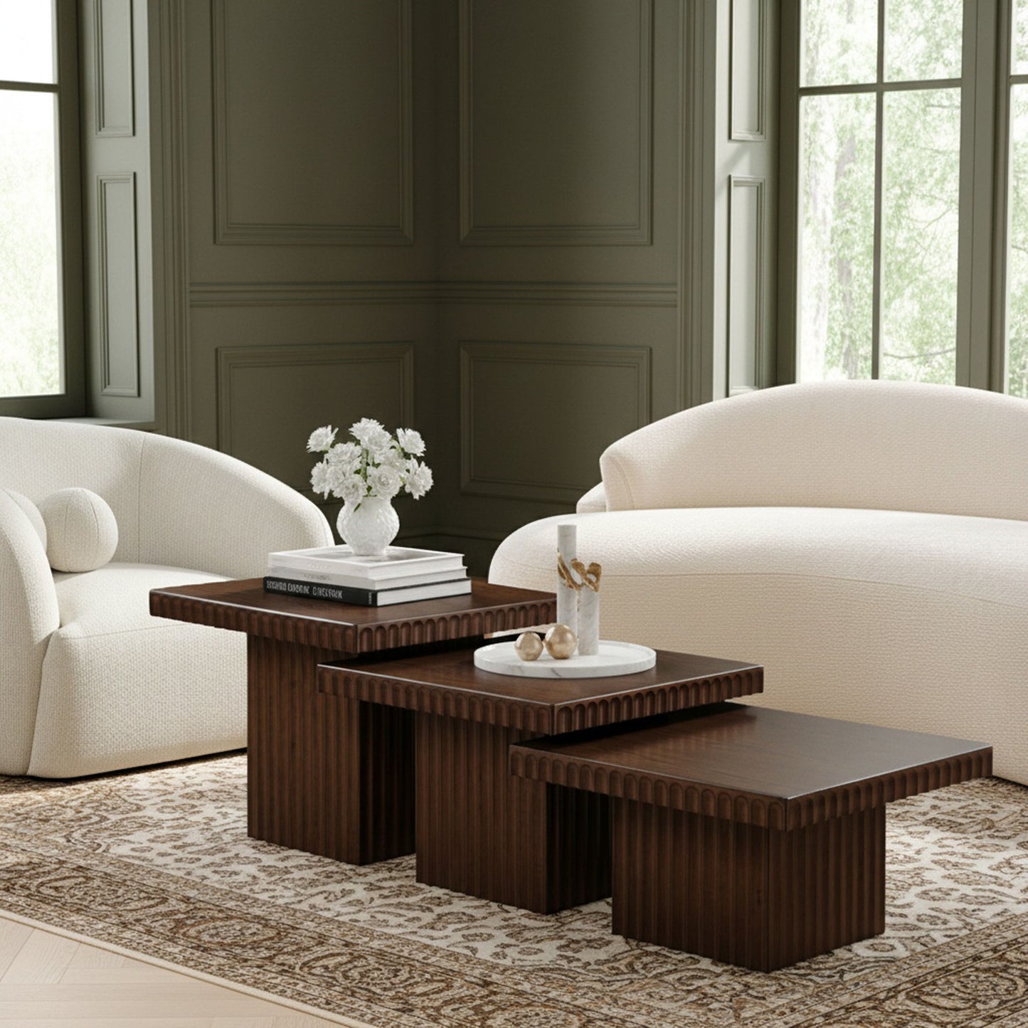 Spencer - Oak Veneer 3 Piece Coffee Tabl