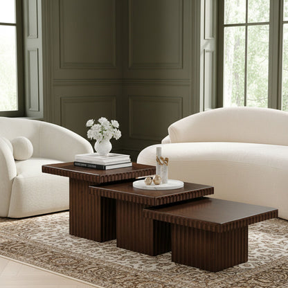 Spencer - Oak Veneer 3 Piece Coffee Tabl