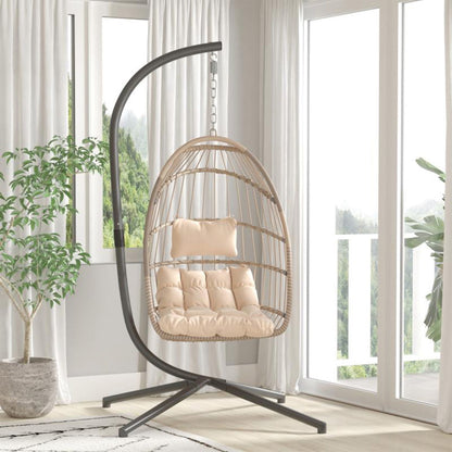 Flash Furniture - Hanging Patio Egg Chair - Beige