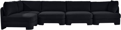 Hammond - Velvet Performance Fabric Upholstered 5 Piece L-Shaped Sectional