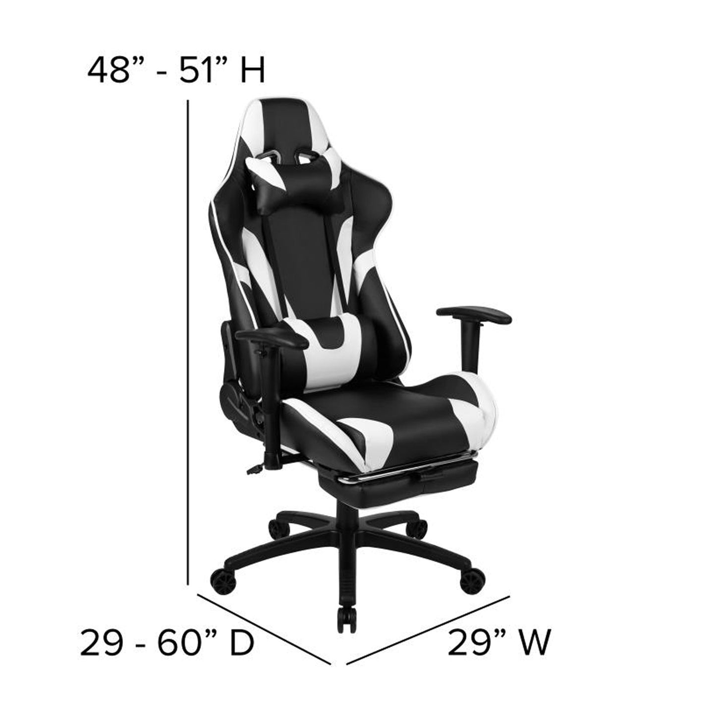 Flash Furniture - 2 Piece Gaming Desk & Reclining Gaming Chair Set - Black / White