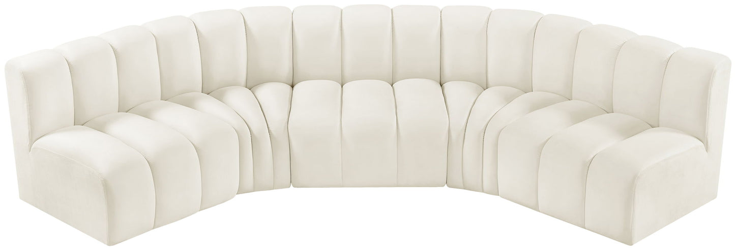 Arc - Velvet 5 Piece U-Shaped Modular Sofa