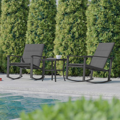 Flash Furniture - 3 Piece Rockers And Table Set - Black