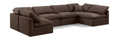 Indulge - Velvet 6 Piece Modular U-Shaped Sectional