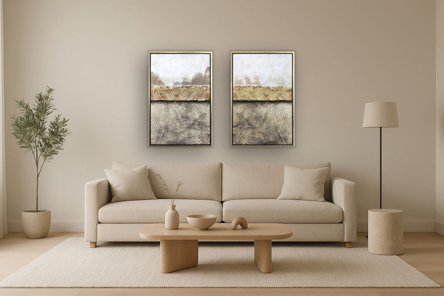 Hand Painted Textured Canvas (Set of 2) - Dark Gray