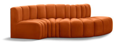 Arc - Velvet 4 Piece L-Shaped Modular Sofa