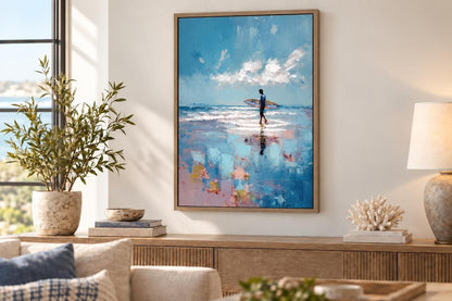Surfside Reverie II - 28 X 40 - Hand-Embellished Canvas In Frame - Blue