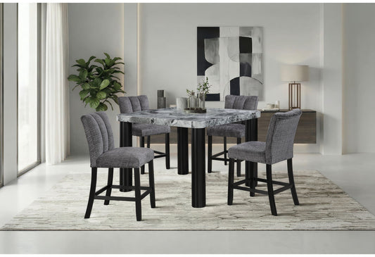 D5473 - 5 Piece Dining Room Set (Bar Table And 4 Bar Stools) - Black / Gray