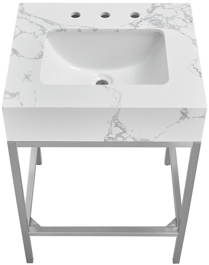 Marmo - Engineered Marble Bathroom Vanity With Chrome Base