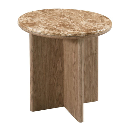 Markku - End Table With Natural Marble - Oak