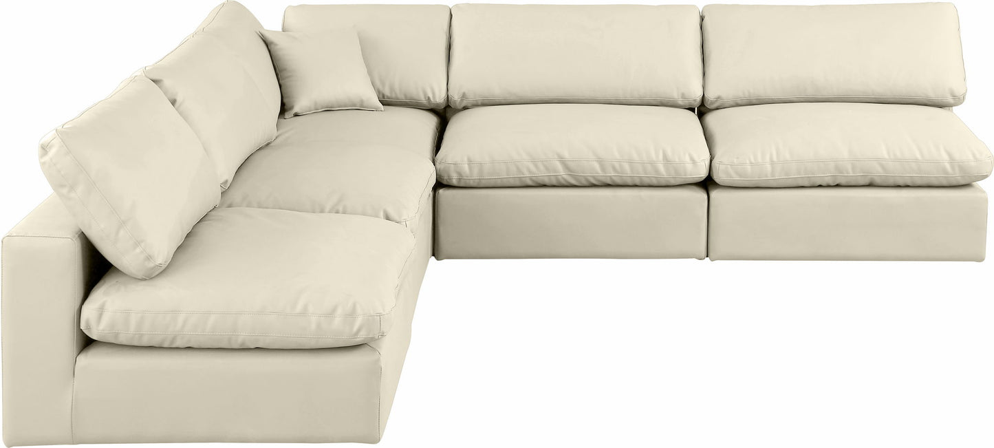 Comfy - 5 Piece Faux Leather Modular Corner Armless Sectional