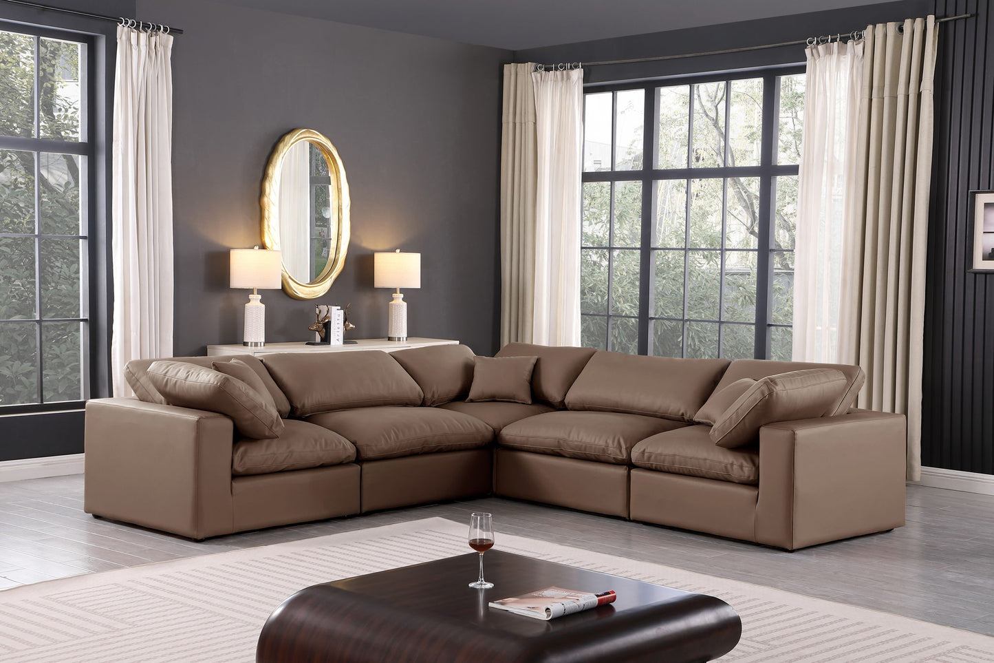 Comfy - 5 Piece Faux Leather Modular Corner Sectional