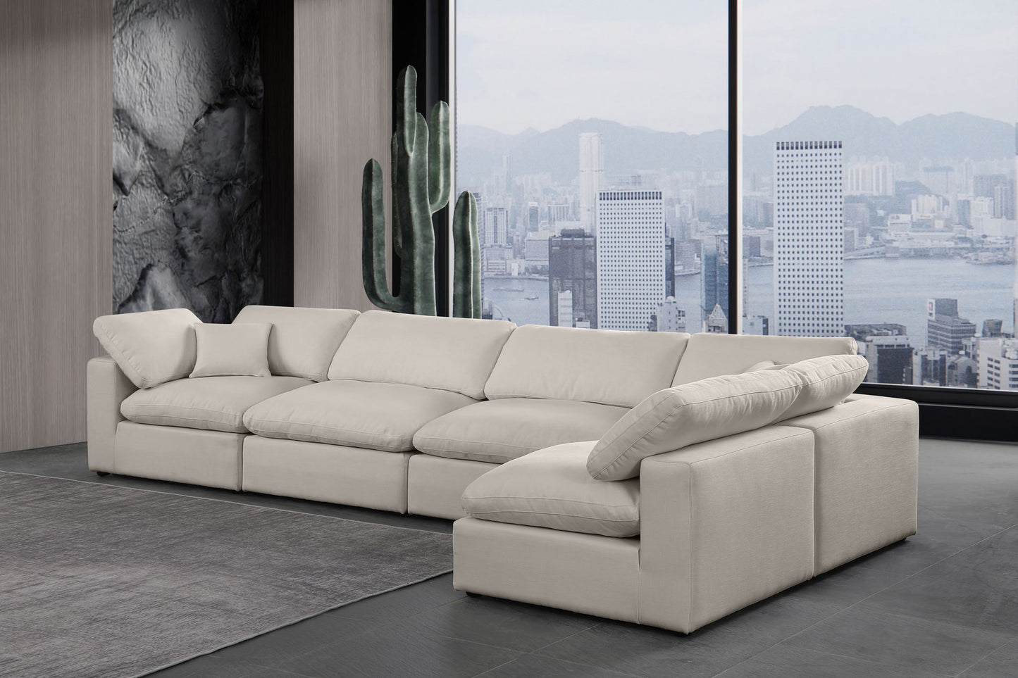 Comfy - 5 Piece Linen Modular Sectional
