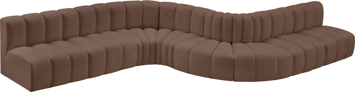 Arc - Faux Leather 8 Piece Curved Modular Sofa