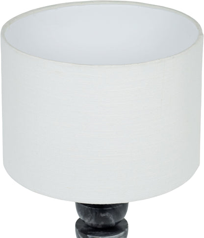 Opus - Genuine Marble, Linen Textured Fabric And Brass Table Lamp
