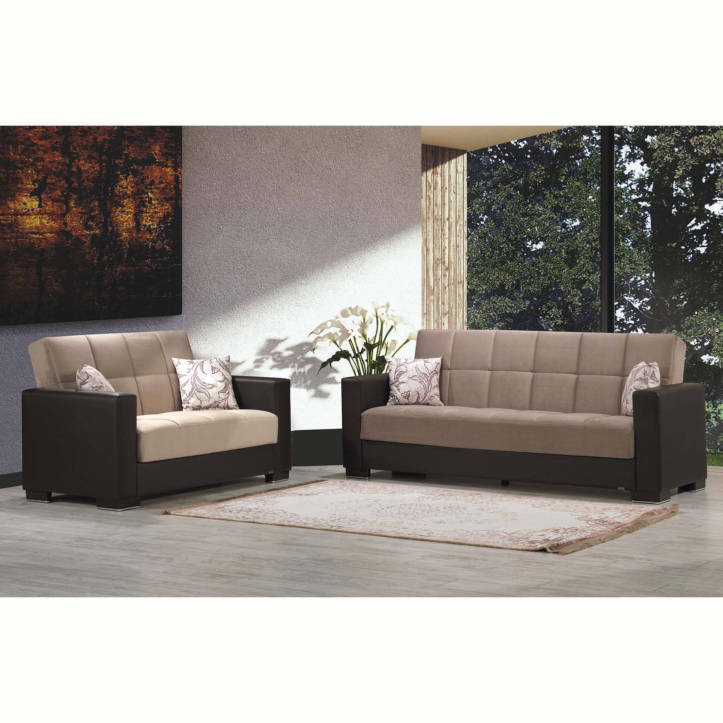 Ottomanson Armada - Upholstered Convertible Loveseat With Storage - Chenille