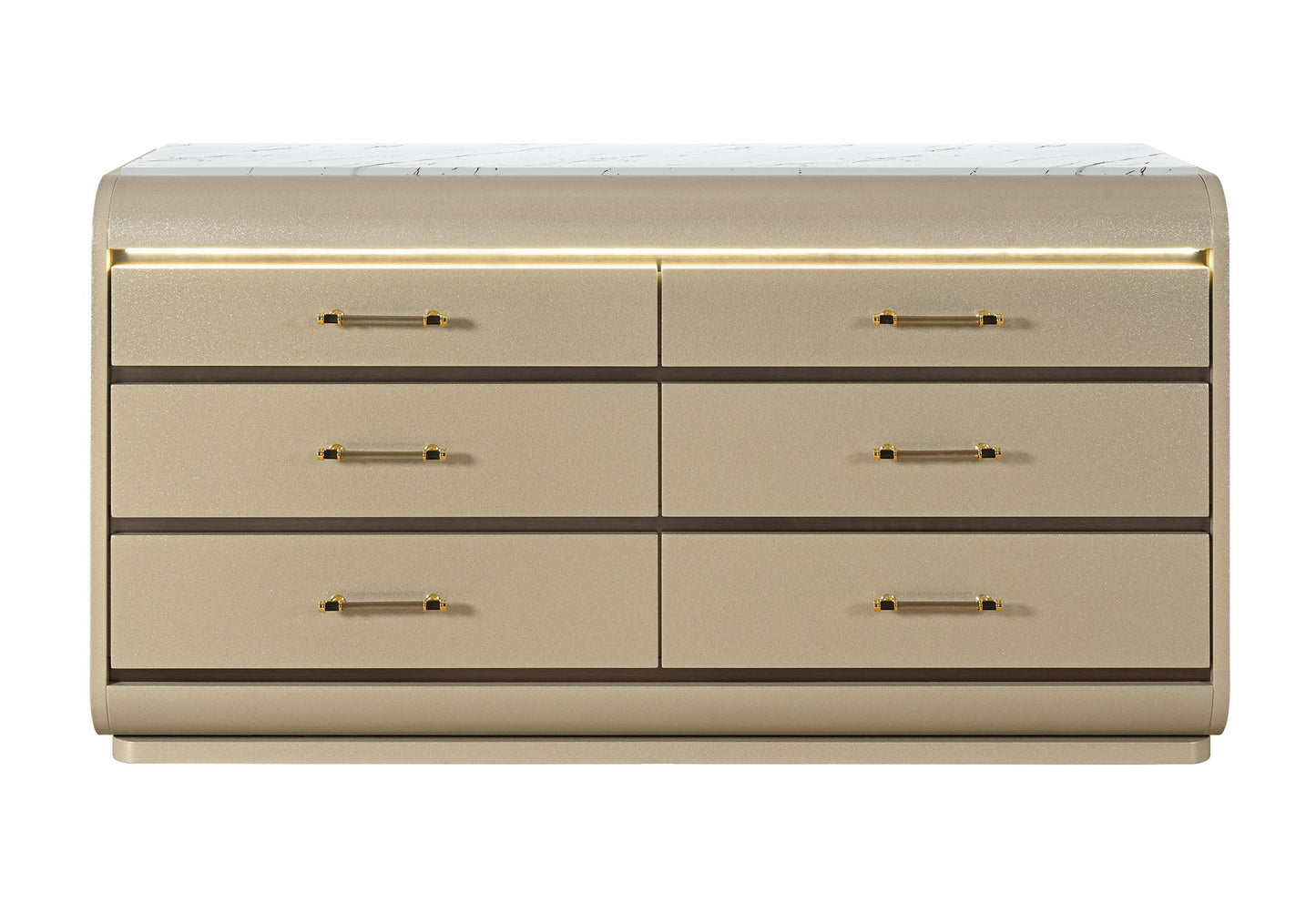 Genesis - 5 Piece Queen Bedroom Set (Bed, Dresser & Mirror, Nightstand, Chest) - Gold