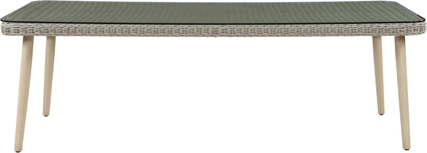 Seacrest - Tempered Glass Top And Wicker Outdoor Patio Dining Table