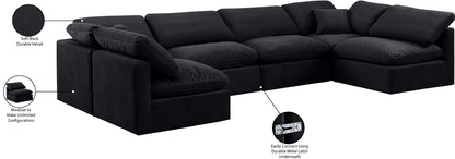 Indulge - Velvet 6 Piece Modular U-Shaped Sectional
