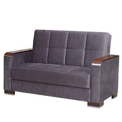 Ottomanson Armada X - Upholstered Convertible Wood Trimmed Loveseat With Storage - Microfiber