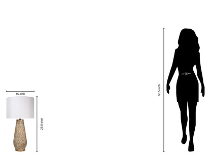 "Celestial Carve" Laser Cut Metal Table Lamp With Night Light (Set of 2) - Distressed White / Distressed Tan