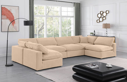 Comfy - 6 Piece Velvet Modular Armless Sectional