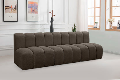 Arc - Boucle Fabric 3 Piece Modular Straight Sofa - Brown