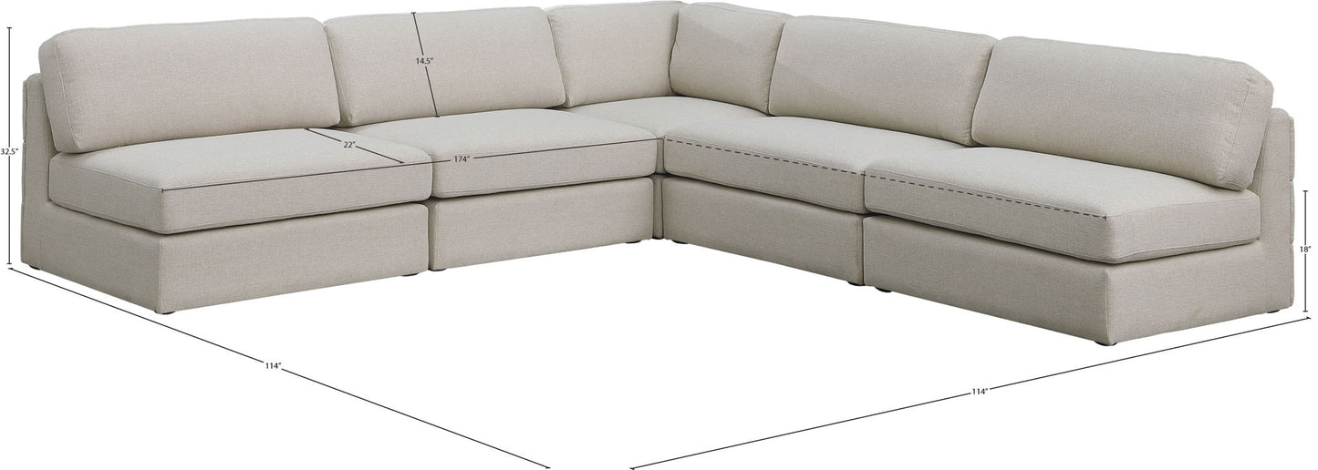 Beckham - 5 Piece Modular Corner Armless Sectional