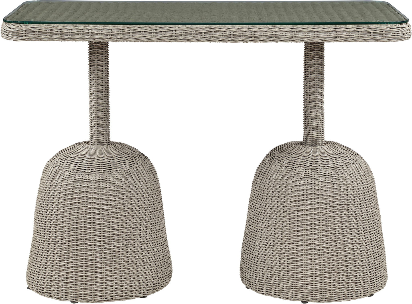 Seacrest - Tempered Glass Top And Wicker Outdoor Patio Bar Height Table