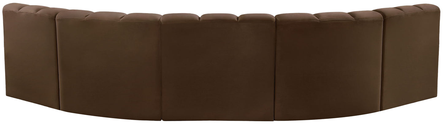 Arc - Velvet 5 Piece U-Shaped Modular Sofa