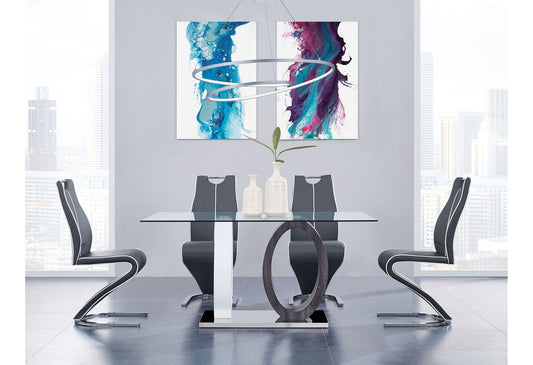 D1628 - 7 Piece Dining Room Set (Dining Table And 6 Dining Chairs) - Silver