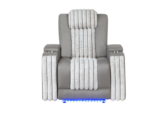 U8000 - Power Recliner With Power Headrest & LED Light - Gray