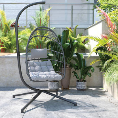 Flash Furniture - Hanging Patio Egg Chair - Gray