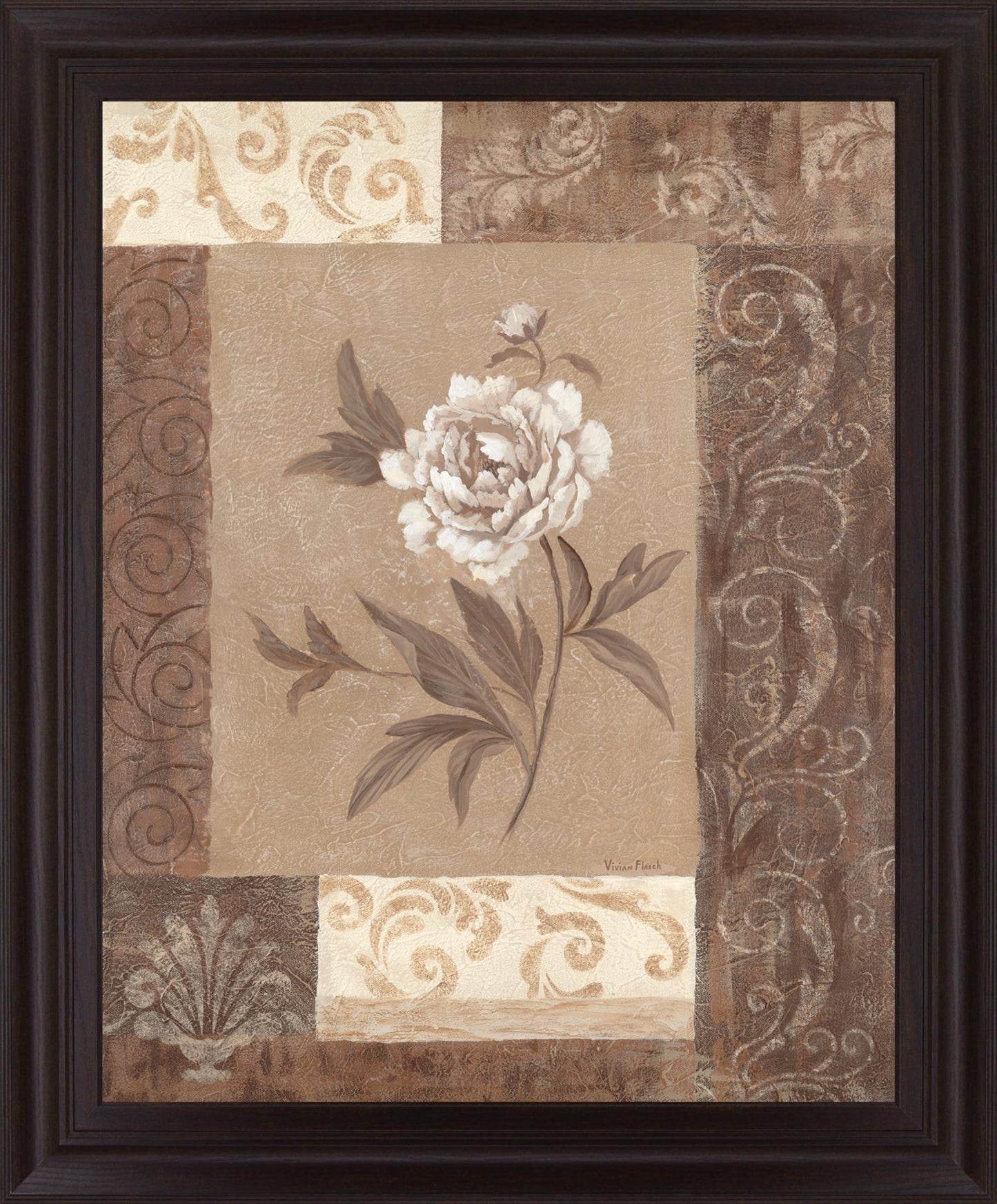 Sepia Blossom - 28" x 34" Framed Wall Art - Beige