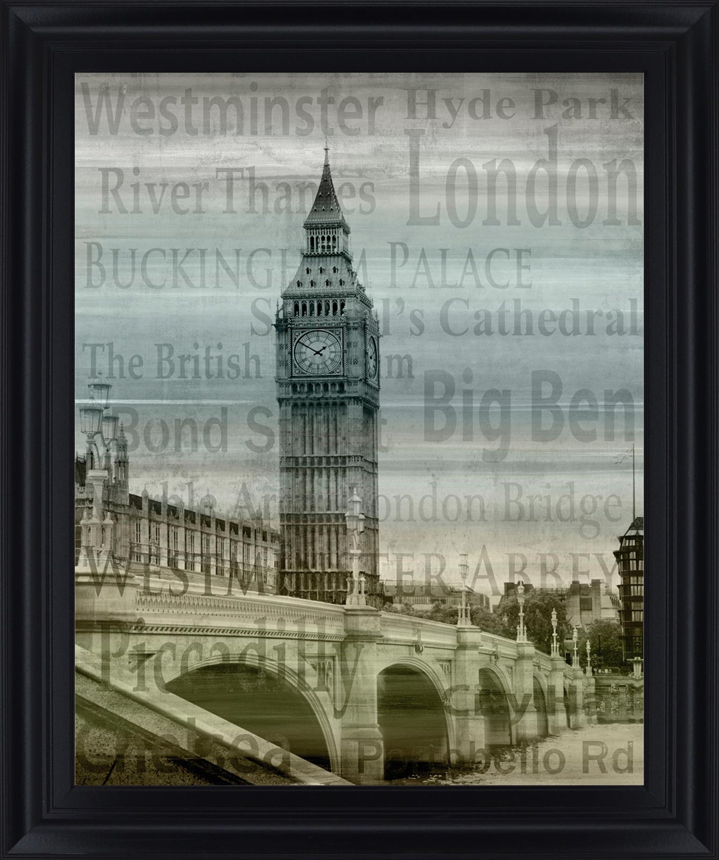 Foggy Landmark View - 28" x 34" Framed Wall Art - Gray
