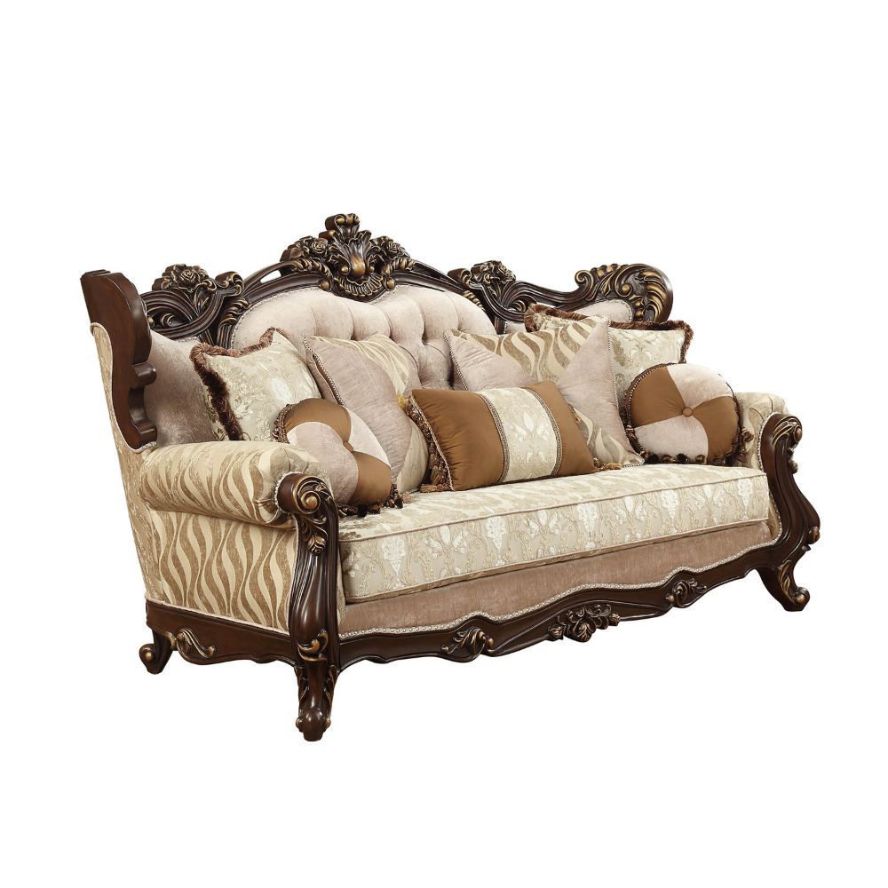 Shalisa - Sofa With 7 Pillows (Same Lv01585) - Fabric & Walnut
