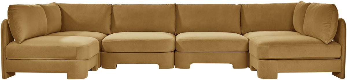 Hammond - Velvet Performance Fabric Upholstered 6 Piece U-Shaped Armless Sectional