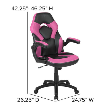 Flash Furniture - 2 Piece Ergonomic Racing Style Gaming - Pink